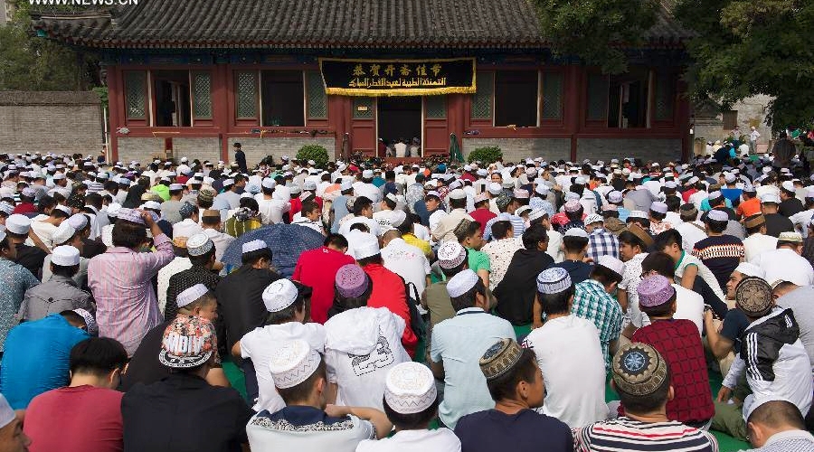 Muslims prepare to pray at the Ox Street Mosque in Beijing, China