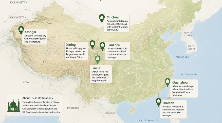 Explore some of China's hidden Muslim destinations, from Silk Road cities to historic coastal ports