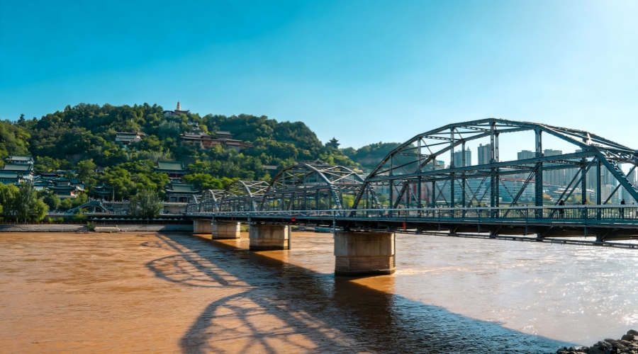 Zhongshan Bridge spans the Yellow River, one of Lanzhou's most iconic landmarks