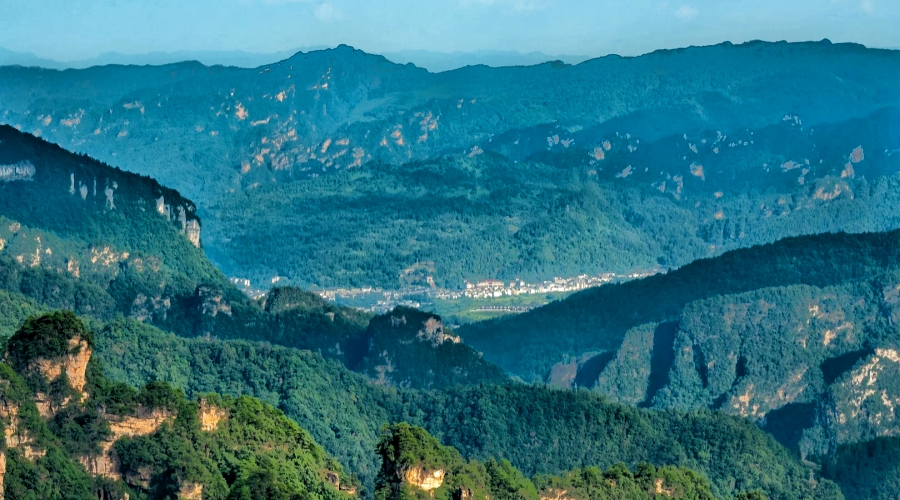Panoramic view of Tianzi Mountain Scenic Area