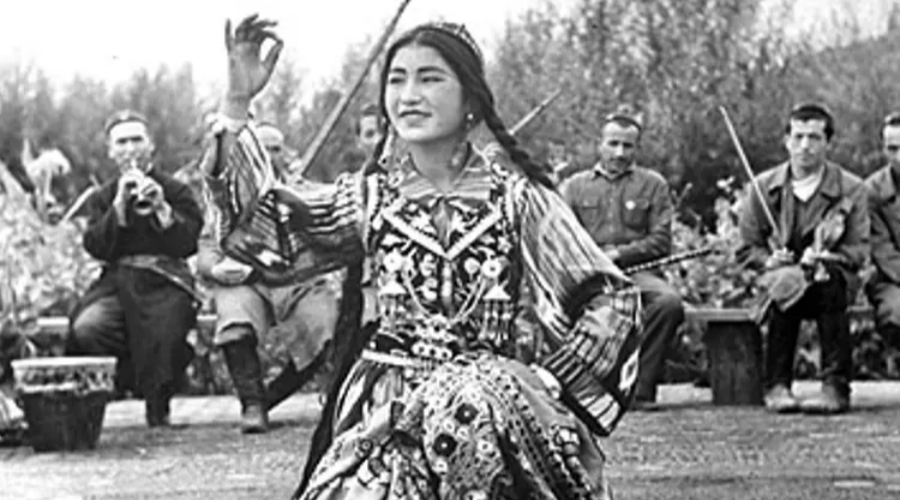 A Uyghur dancer performs to music in Xinjiang, China, on January 1, 1943.